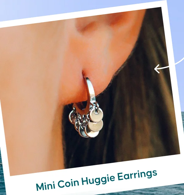 Mini Coin Huggie Earrings