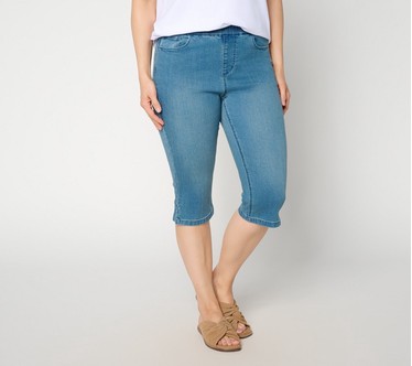 Susan Graver Stretch Denim Petite Pull-On Pedal Pusher