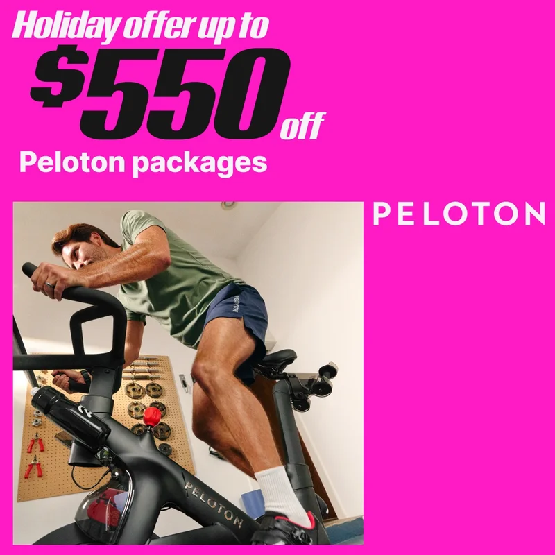 Holiday offer up to $550 off Peloton packages