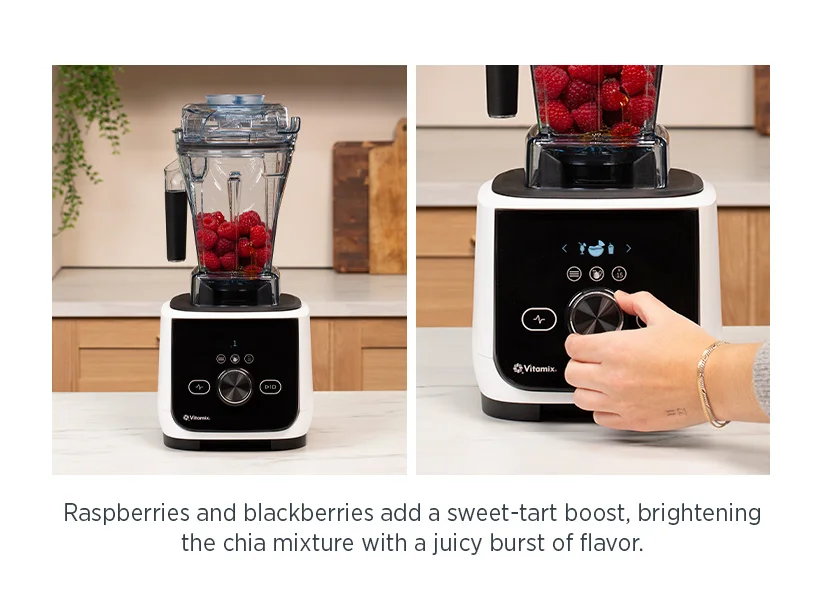 Raspberries and blackberries add a sweet-tart boost, brightening the chia mixture with a juicy burst of flavor.