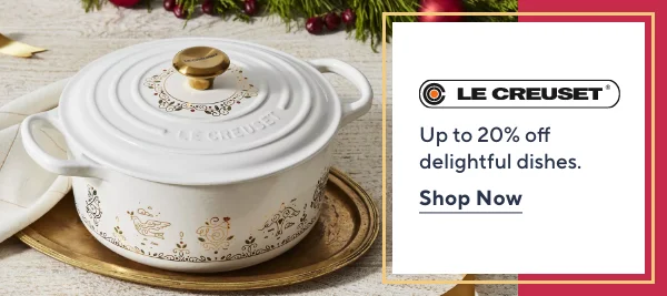 le creuset up to 20% off delightful dishes