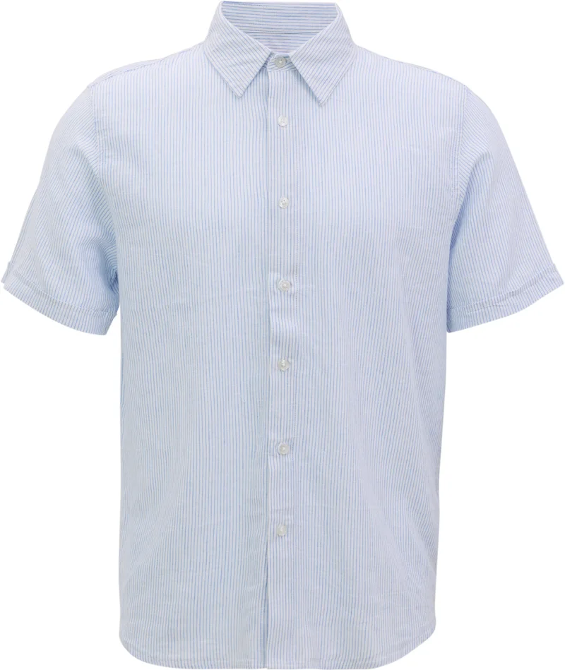 Public Beach,  Linen Blend Short Sleeve Shirt - Men's