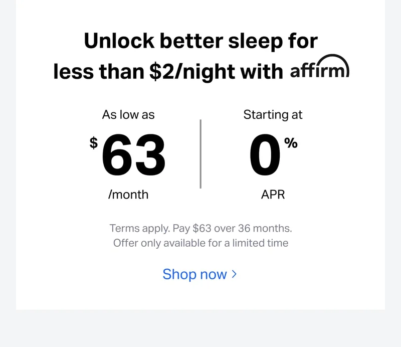 Unlock better sleep for less than $2/night with affirm