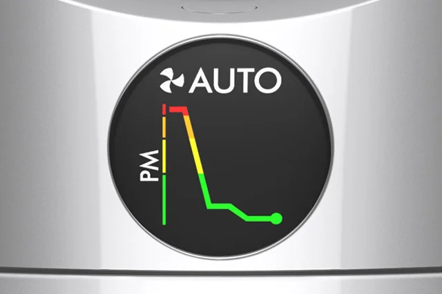Close up of the LCD screen sensing pollutants