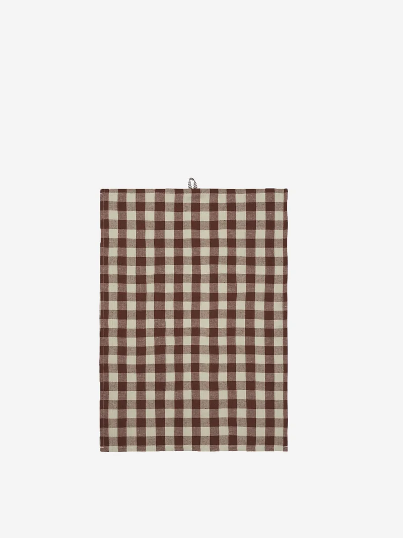 Image of ferm LIVING Hale Tea Towel - Cinnamon/Grey Green