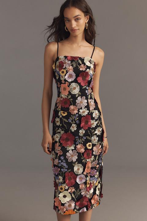 Endless Rose Sleeveless Floral Embroidered Midi Dress