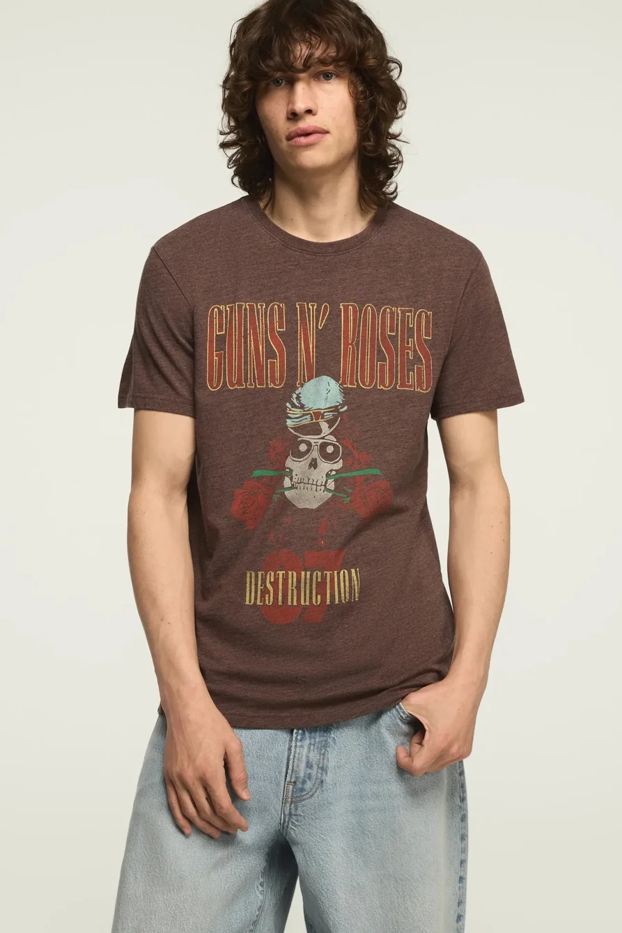 Image of Lucky Brand Guns N Roses Tee - Men's Clothing Tops Shirts Tee Graphic T Shirts in Coffee Bean