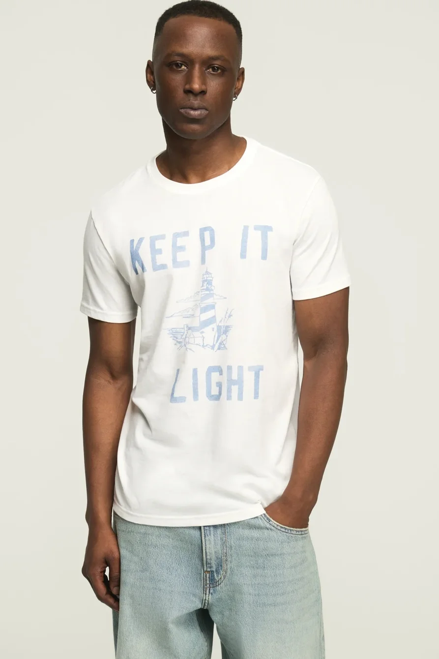 Image of Lucky Brand Light House Tee - Men's Clothing Tops Shirts Tee Graphic T Shirts in Bright White