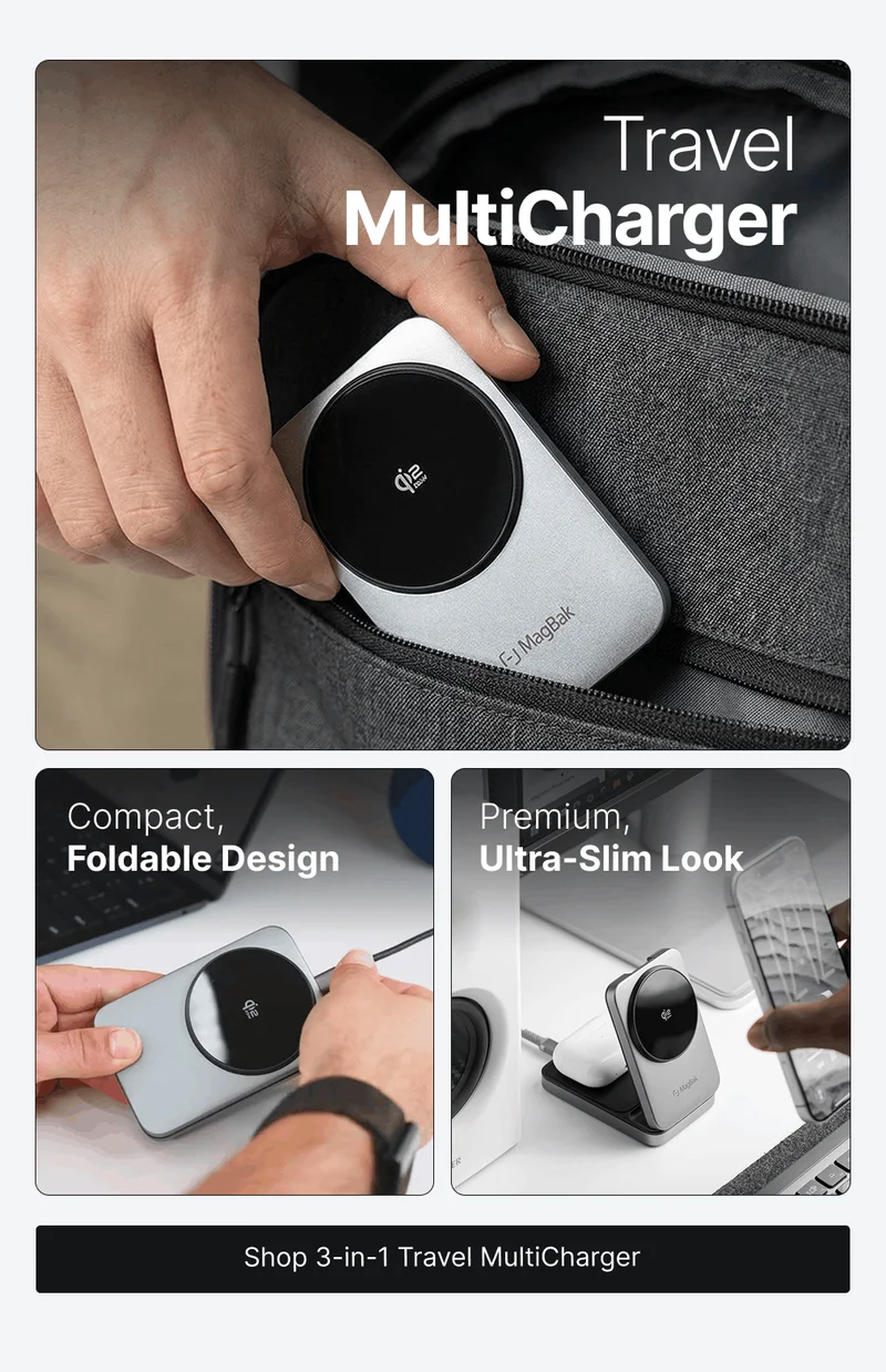 Travel MultiCharger Compact, Foldable Design Premium, Ultra-Slim Look