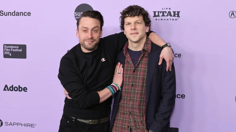 PARK CITY, UTAH - JANUARY 20: Kieran Culkin and Jesse Eisenberg attend %22A Real Pain%22 Premiere during the 2024 Sundance Film Festival at Eccles Center Theatre on January 20, 2024 in Park City, Utah. (Photo by Neilson Barnard/Getty Images)