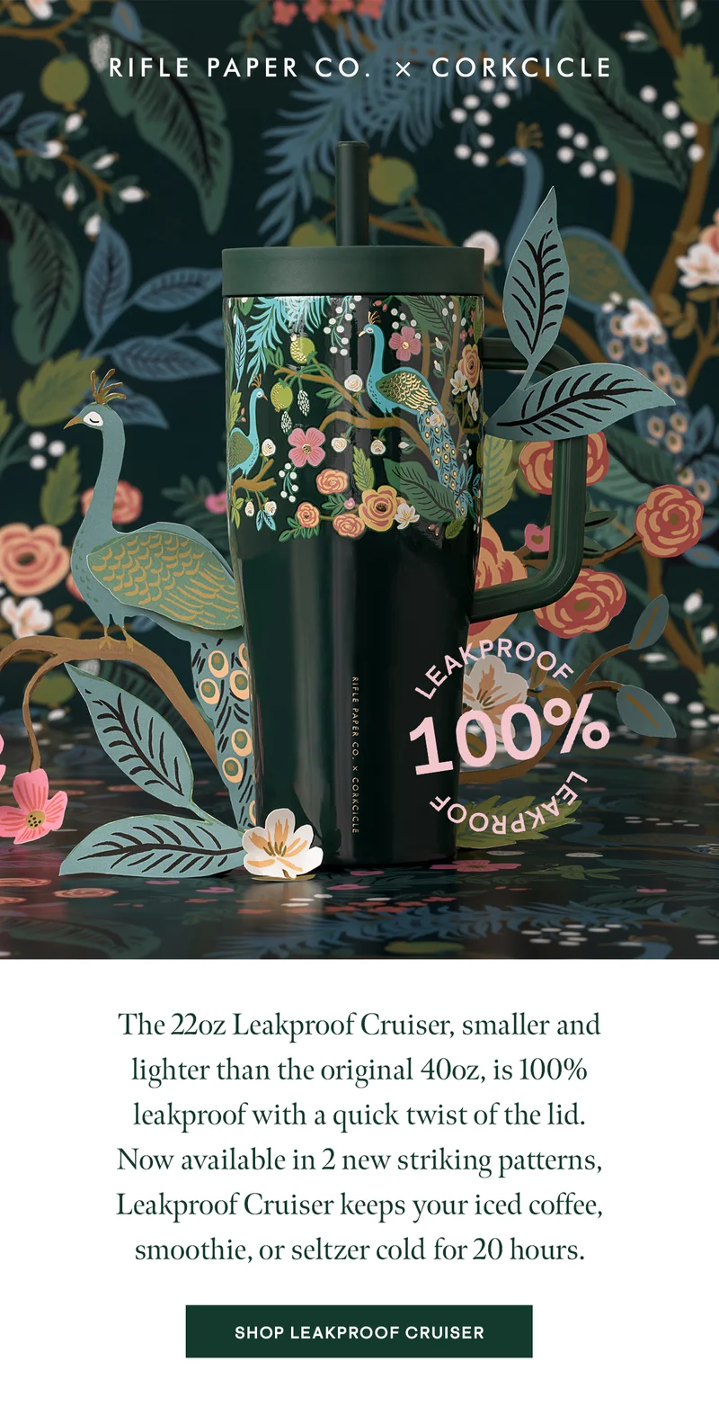 New LEAKPROOF Rifle Paper Co. 22oz Cruisers