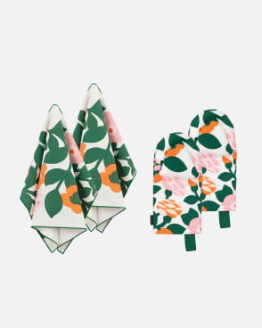 Pieni Green Green Kitchen textile set