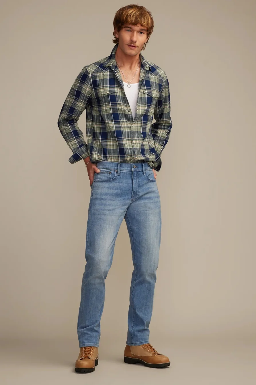 Image of Lucky Brand 410 Athletic Straight Premium Coolmax Stretch Jean - Men's Pants Denim Straight Leg Jeans in Polaris