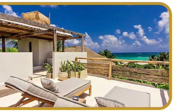 Get away for a sun-drenched private home vacation in Tulum, Mexico.