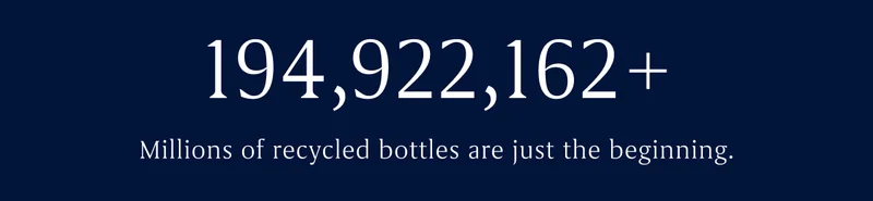 194,922,162+ Millions of recycled bottles are just the beginning. 194,922,162+ Millions of recycled bottles are just the beginning.