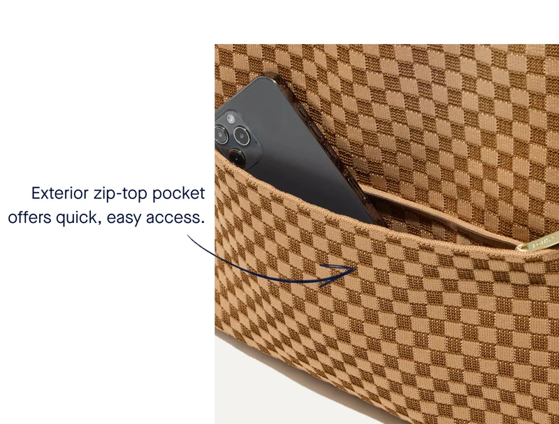 Exterior zip-top pocket offers quick, easy access. Exterior zip-top pocket offers quick, easy access.