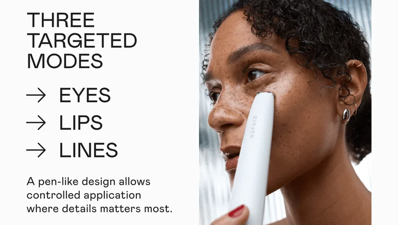 Three targeted modes: eyes, lips, and lines. A pen-like design allows controlled application where details matters most.