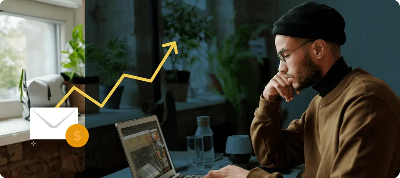 A man staring at his computer contemplating the ROI of Email
