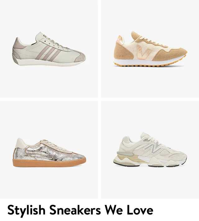 Four styles of sneakers for women.