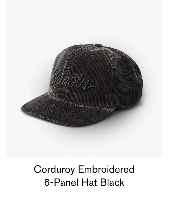 Corduroy Embroidered 6-Panel Hat Black