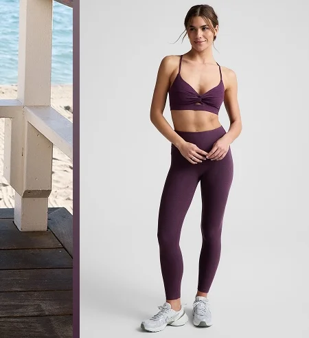 Spacedye Twist Front Strappy Bra in Brilliant Blackberry Heather
