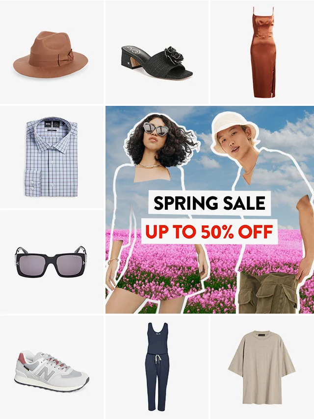 Spring Sale: up to 50% off. Selection of men's and women's clothing and accessories on sale.