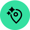 Image Description: A green geo pin icon