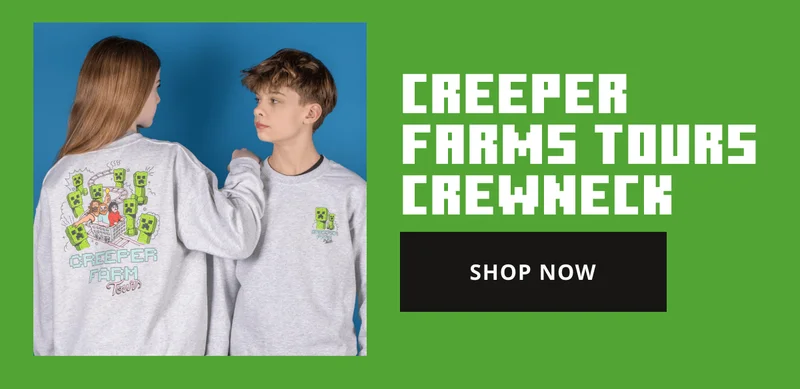 A Minecraft Movie Creeper Farms Tours Adult Crewneck Sweatshirt