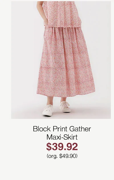 Shop Block Print Gather Maxi-Skirt