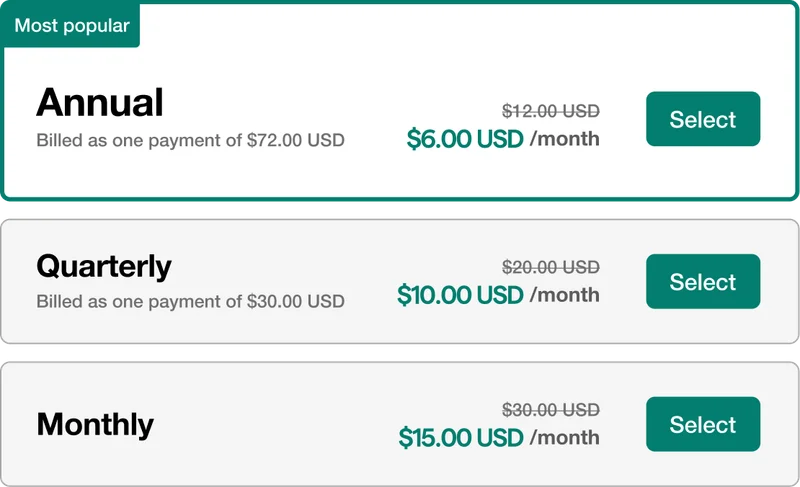 Pricing (USD)