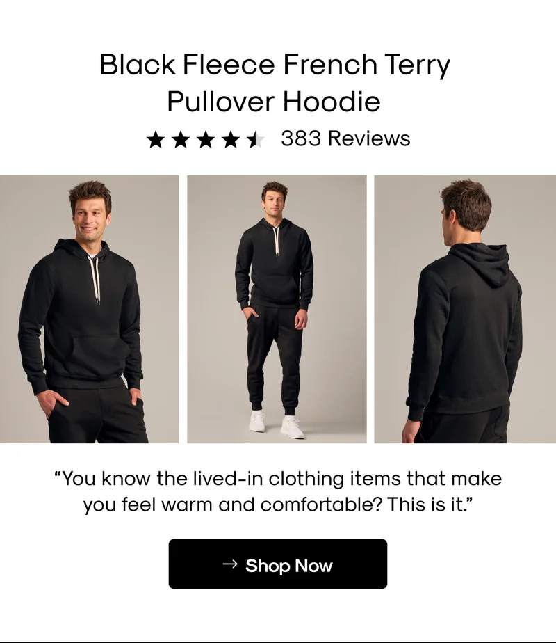 Black Fleece French Terry Pullover Hoodie