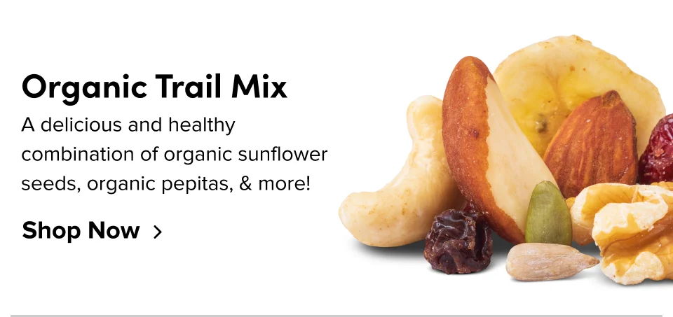 Organic Trail Mix: A delicious and healthy combination of organic sunflower seeds, organic pepitas, & more! Shop now