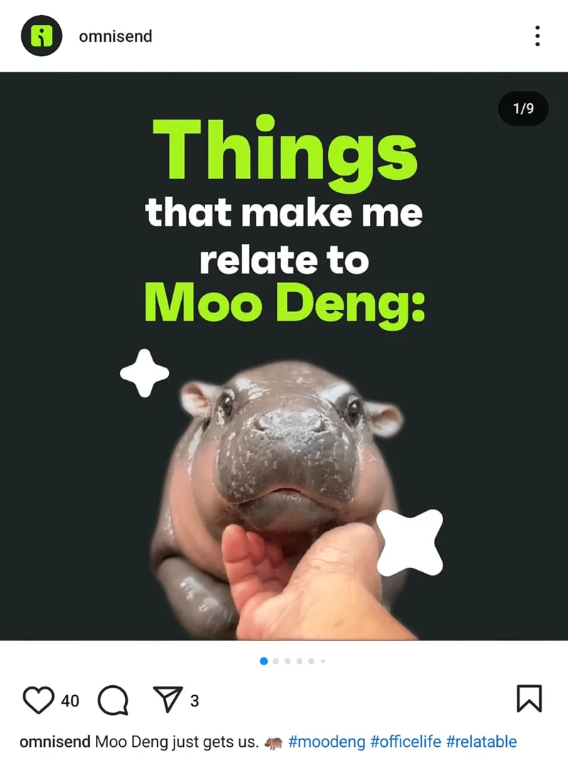 Omnisend's Instagram: Things that make me relate to Moo Deng.