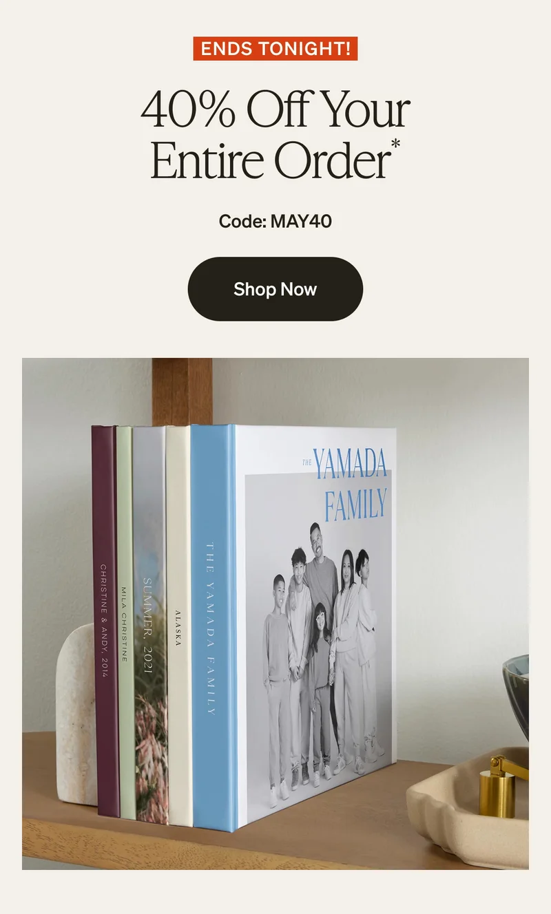 Ends tonight: 40% off your entire order