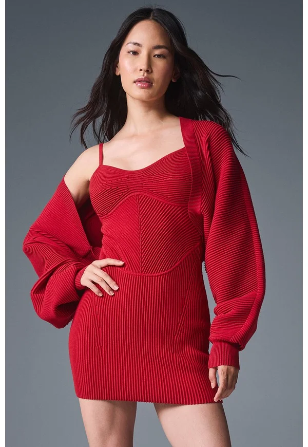 Denim Knit Shawl - Bold Red/Dark Bold Red - Bold Red/Dark Bold Red / M/L
