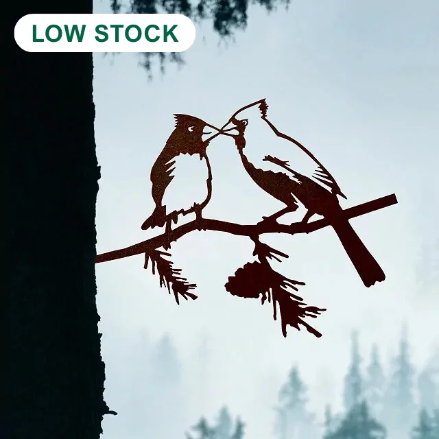 Kissing Cardinals Metal Sculpture