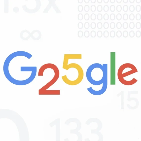 The Google logo but the “O’s” are replaced with the numbers “25.”