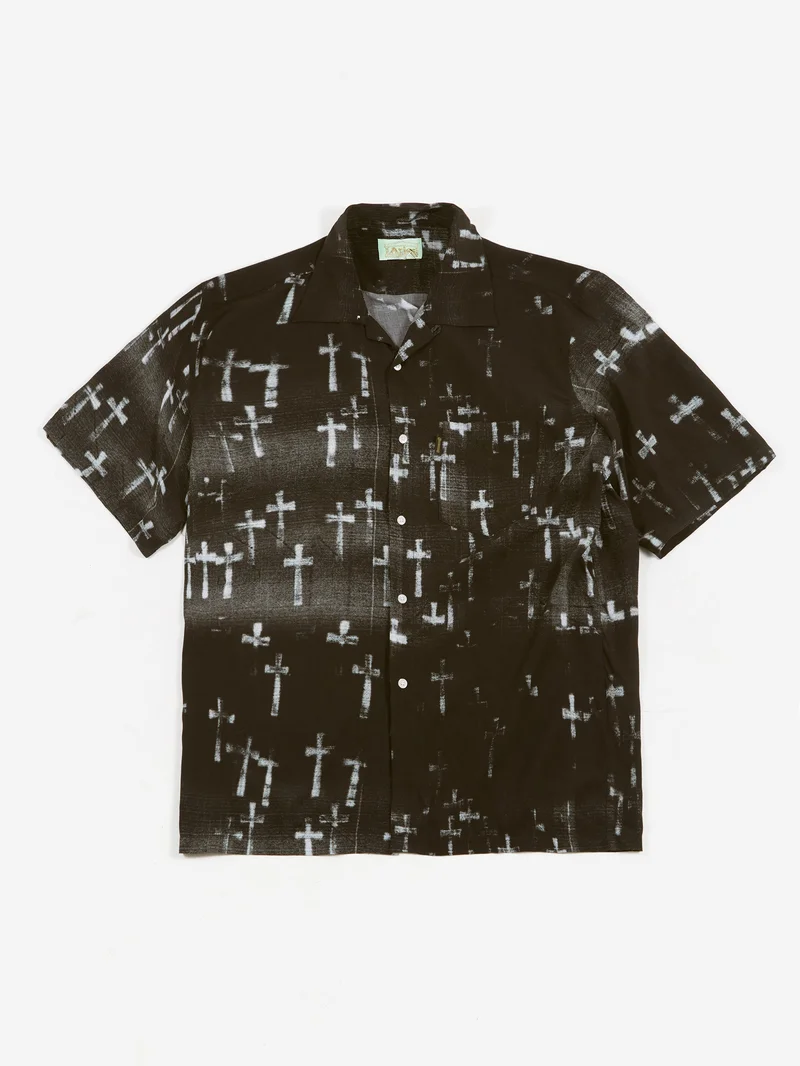 Image of Aries Graveyard Hawaiian Shirt - Black