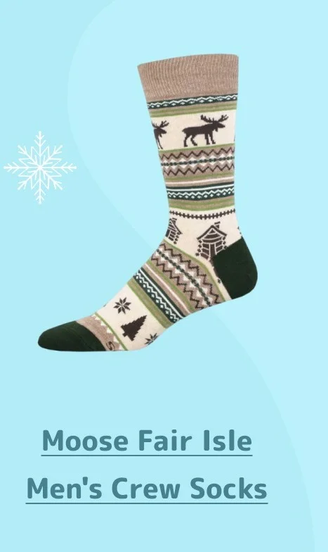 Moose Fair Isle Men's Crew Socks