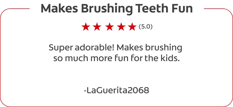 Makes Brushing Teeth Fun (5.0).  Super adorable! Makes brushing  so much more fun for the kids.