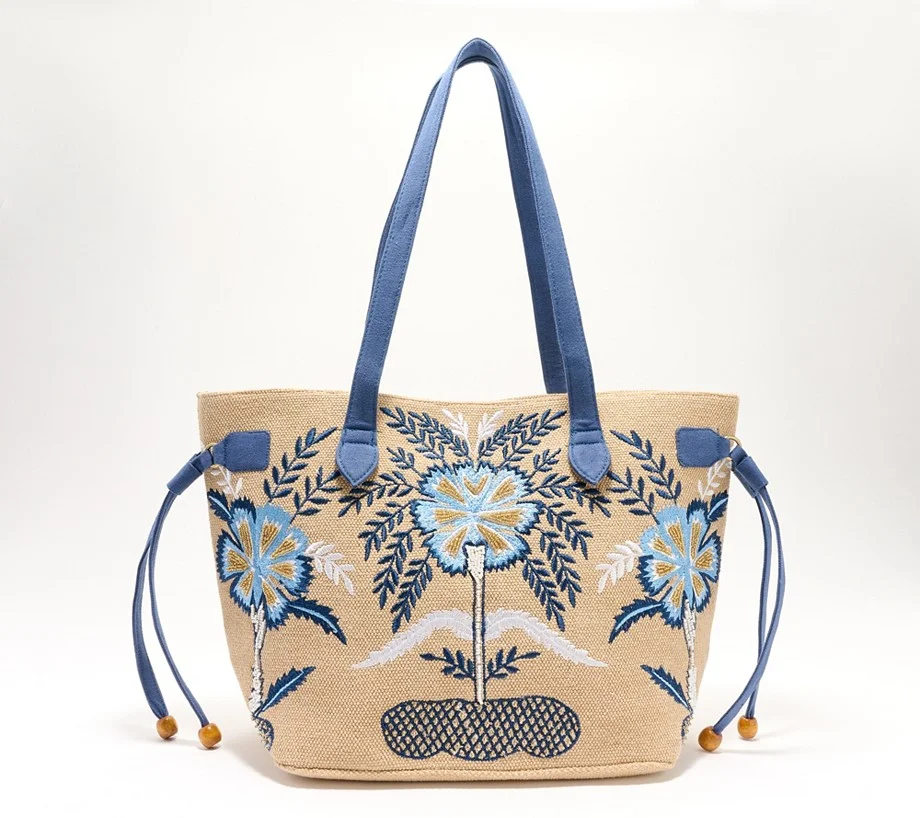 America & Beyond Embroidered Beaded Tote