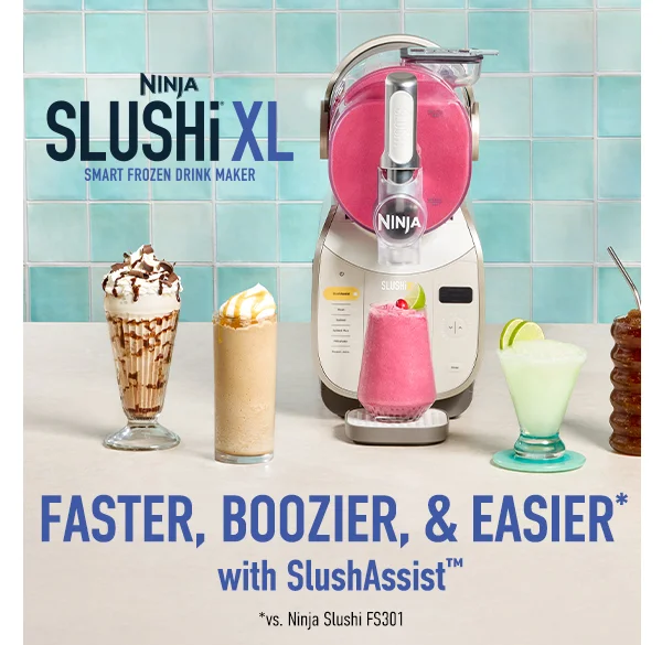 Ninja SLUSHi® XL Smart Frozen Drink Maker-- Faster, Boozier, & Easier* with SlushAssist *vs. Ninja Slushi FS301