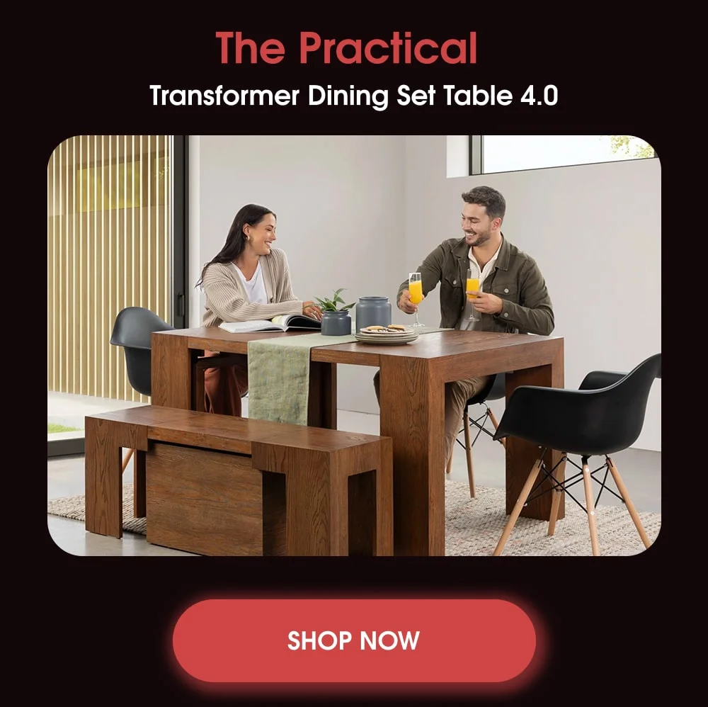 Beautiful and durable table that effortlessly adjusts to fit your space and guest count.