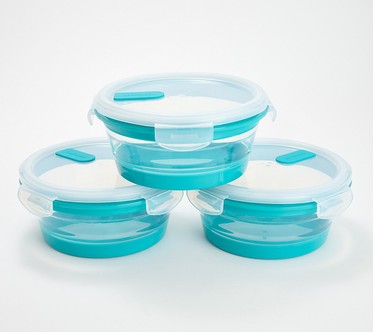 LocknLock Set of 3 Collapsible Bowls with Vented Lids