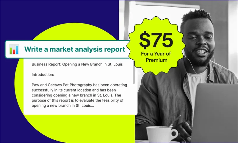 hero image premium helps you write a market analysis report. Get a $75 Premium plan.