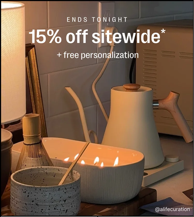 Ends Tonight 15% off sitewide + free personalization