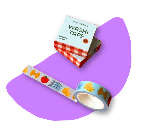 Sunday Pasta washi tape with food illustrations