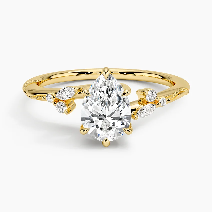 Camellia Milgrain Diamond Ring
