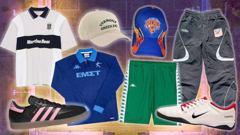 Image may contain: Clothing, Footwear, Shoe, Sneaker, Shirt, Shorts, Hat, Baseball Cap, Cap, and Person