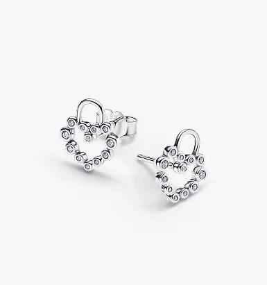 Sparkling Heart Padlock Stud Earrings